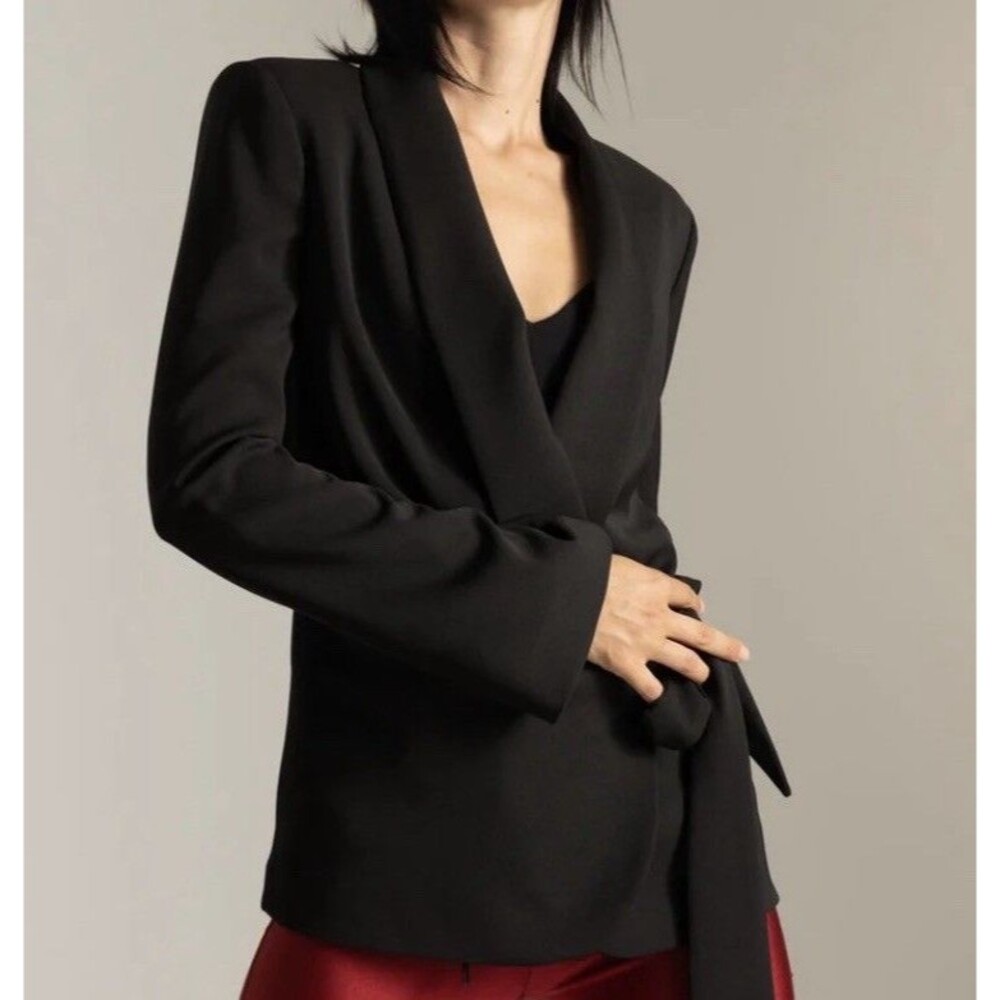 ANIYE BY Blazer Jacket Wrap Tie Belt BLACK Made In Italy 38 US XXS $424